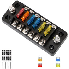 Car Fuse Box Holder Flame Retardant 32V 75A Blade Fuse Block with Double Fuses Cover 6 Ways for Auto Car Marine Trike