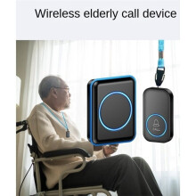 1set Wireless Doorbell, Lanyard Pager for the Elderly, Patient Care Reminder Bell,Elderly Pager Black US Plug