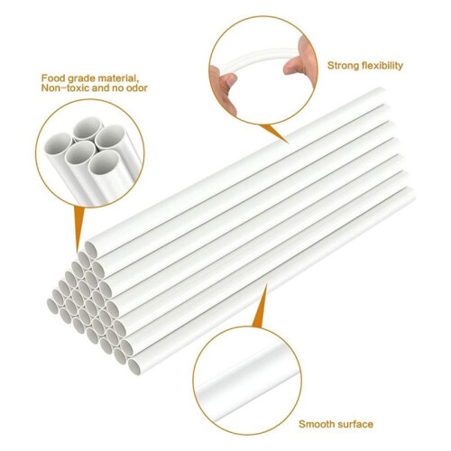 100 Pack Plastic White Cake Dowel Rods, Tiered Cake Construction Rods, Cake Stacking Supporting Rods, 0.4 Inch Diameter 2