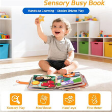 Giraffe Busy Book for Toddlers 1-3, Montessori Toys Toddler Busy Board for 1 Year Old, Quiet Book Sensory Learning