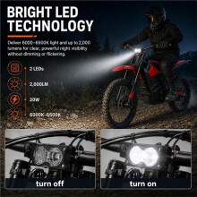 Led Spotlight Headlight for Yozma in 10 Dirt Pit Bike , 20W LED Headlight 6000K Plug- Motorcycle Auxiliary Light