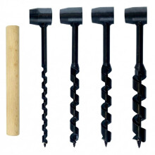 4Pcs Heavy Duty Steel Wood Auger Drill Kit for Bushcraft, Camping & Outdoor Survival