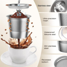 Capsule di Caffè In Acciaio Inossidabile Riutilizzabili per 1.0 2.0 Filtri Ricaricabili con Rete Integrata 2 Pz