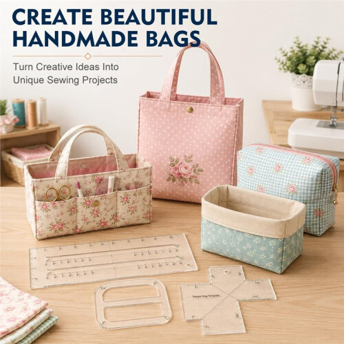 Set di Template per Borse Boxy da 3 Pezzi: Borsa Boxy, Borsa Curva, Tasca con Zip per Cucito DIY 2