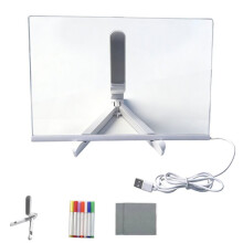 LED Drawing Board for Kids Magic Light Blackboard with Night Lamp Reusable Acrylic Message Doodle Toy