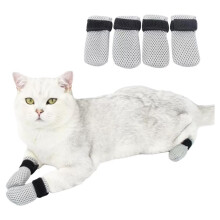 4 PCS Cat Mittens to Prevent Scratching,Adjustable Dog Booties to Prevent Scratching, for Bathing,Feeding NailTrimming B