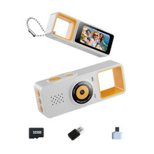 Keychain Digital Camera 0.9inch Screen Retro Keychain Camera 1080 Very Small Camcorder Video Recorder 32G C