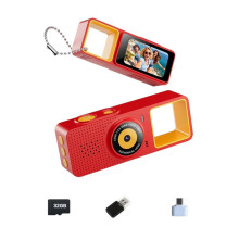 Keychain Digital Camera 0.9inch Screen Retro Keychain Camera 1080 Very Small Camcorder Video Recorder 32G A