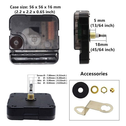 Clock Mechanism 13/64" Thread Comes with Clock Hands Fits Various Clock Ideal for DIY Wall Clock Making Repair Projects 1