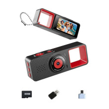 Keychain Digital Camera 0.9inch Screen Retro Keychain Camera 1080 Very Small Camcorder Video Recorder 32G B