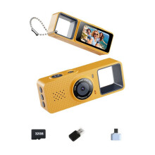 Keychain Digital Camera 0.9inch Screen Retro Keychain Camera 1080 Very Small Camcorder Video Recorder 32G D