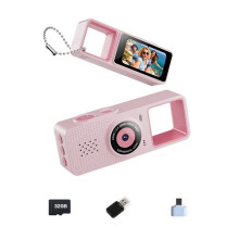 Keychain Digital Camera 0.9inch Screen Retro Keychain Camera 1080 Very Small Camcorder Video Recorder 32G E