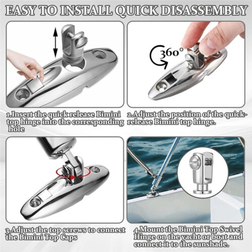 4 Pack Quick Release Boat Deck Hinge with Swivel Pins Marine Grade Quick Release Hinge Boat Hardware 2