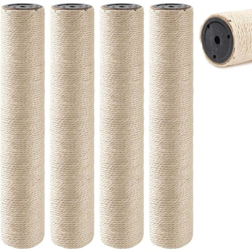 4 Pack M8 Cat Scratching Post Replacement, 15.7 in Sisal Posts Natural Sisal Rope, Thick Cardboard Core, Easy Install