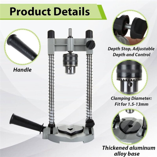 Portable Drill Press Stand for Hand Drill, Adjustable Multi-Angle Drill Guide Holder for 1.5-13mm Bits 1