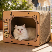 Cat Scratching House, TV Shape NoSlip Interactive Climbing Cardboard for Furniture Protector Enrichment Orange