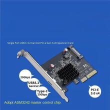 PCI-E 4X to Type-C Expansion Card PCIe X4 to USB 3.2 Gen 2X2 (20Gbps) Expansion Adapter ASM3242 Chipset Power