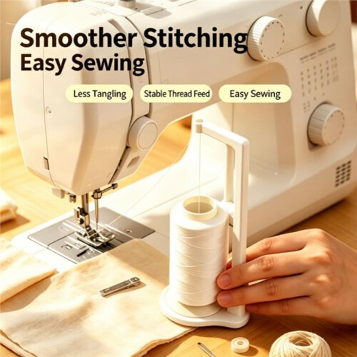 Large Capacity Thread Spool Stand for Sewing Machine - Steady Base for Smooth Feed White