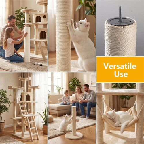 4 Pack M8 Cat Scratching Post Replacement, 15.7 in Sisal Posts Natural Sisal Rope, Thick Cardboard Core, Easy Install 1