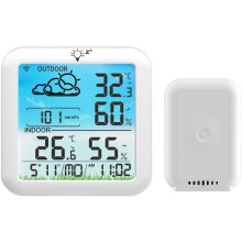 Multifunctional Wireless Weather Clock with Color Display: Indoor/Outdoor Dual Temperature & Humidity Monitoring