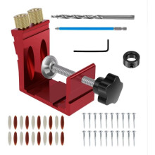 1set Verstelbare 15 Hoekpositieer Set, Houtbewerking Hoekpositieer, Boorpositieer Rood
