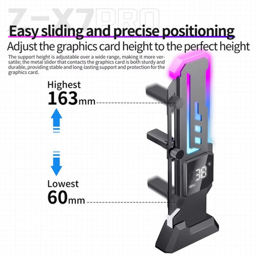 2X Z-X7 PRO ARGB GPU Holder Bracket with Digital Temperature Display 5V 3Pin ARGB  Card Holder Adjustable Height 2