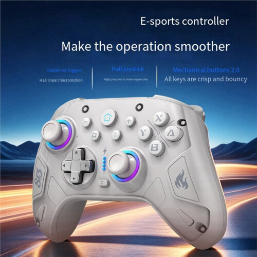 For Switch2 Wireless Game Controller with RGB LightDual Motors 9-Axis Gyro Programmable Gamepad C 2