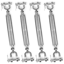 4 PCS M6 Turnbuckle 1/4" 304 Stainless Steel Jaw and Jaw Turnbuckle Tensioner, for Cables Wire, Clotheslines, Shade Sail