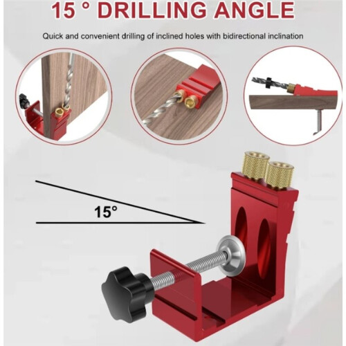 1set Adjustable 15 Angled Hole Positioner Set, Woodworking Angled Hole Positioner, Drilling Positioner Black 2