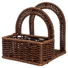 Plastic Rattan Napkin Holder with Salt and Pepper Shakers Holder for Table, Kitchen Countertop Organizer