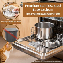 Wireless Cat Water Fountain,3.2L Stainless Steel Cordless & Rechargeable Motion Sensor DishwasherSafe 108oz Capacity