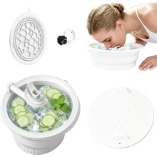 Ice Bath Bowl, CollapsibleSilicone Facial Ice Bath Bowl Ice Face Bowls with Breathing Tube for Cold Plunge Therapy