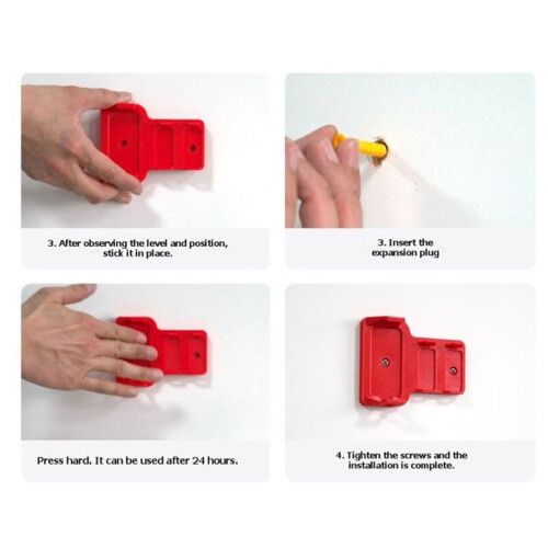 Battery Holder Wall Mount Batteries Storage Organizer Battery Mount Holder Red 2