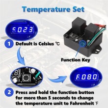 1set Universal Radiator Fan Controller 12V, Adjustable Electric Cooling Fan Thermostatic Relay Kit B