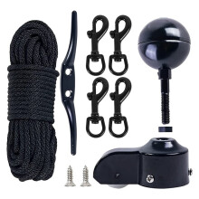 Flag Pole Topper & Hardware Parts Repair Kits,Halyard Rope, Cleat Hook, Flag Swivel Snap Clips A