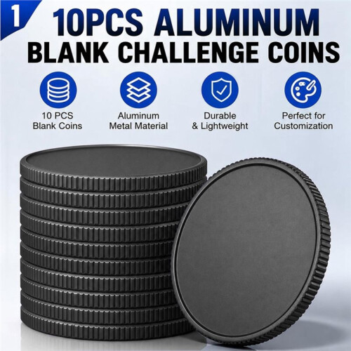 40mm Black Blank Challenge Coins, 10-Pack, 3mm Threaded Anodized Aluminum Blanks for DIY Engraving Stamping 2