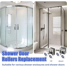 4 Pieces 25mm Shower Door Rollers Stainless Steel Shower Door Wheels for Curved Sliding Shower Doors, for 6-8mm Glass