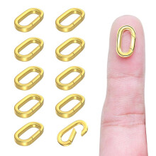 10Pcs Oval Clasp Carabiner Necklace Clasps and Closures, Spring Ring Clasp Pearl Necklace Enhancer Connector Bracelet