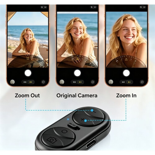 Rechargeable  Remote Shutter Universal Phone Selfie Controller Focus Adjust Front Rear Camera Flip Self‑Timer 1