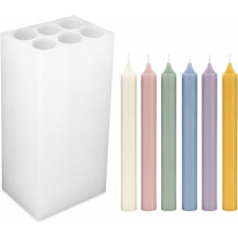 6-Fach Kerzenform, Silikon-Langzylinderform für DIY-Kerzen, 6-Fach Design, Wiederverwendbar für DIY-Projekte