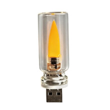 USB Flame Flickering LED Frosted Clear Glass Candle Night Light Simulated Flame for Car Home Room Festival Decoration B