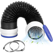 4Inch Flexible Dryer Vent Hose,6-Layer Thickness, Rubber Seals Connectors, 2 Clamps, for Tight Spaces 8FT