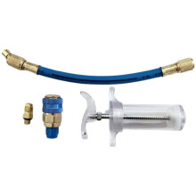 Car A/C Oil and Dye Injector with R-134a Low Side Quick Coupler Adapter 1/4 SAE,Explosion-Proof Refrigerant Filling Tool
