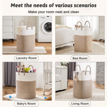 Wasmand, Geweven Katoenen Touw Wasmand, Veelzijdige Opbergruimte voor Vuile Kleding en Dekens in de Badkamer (60cm)