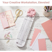 4-in-1 Portable Rotary Paper Cutter for Crafting, Paper Cutter with Sliding Blade,for Cards & DIY Projects (+)