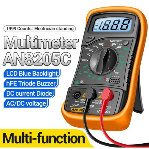 ANENG AN8205C Digital Professional Multimeter AC/ Voltage Meter HFE Ohm Tester  Current Temp Meter with LCD Backlight A 1