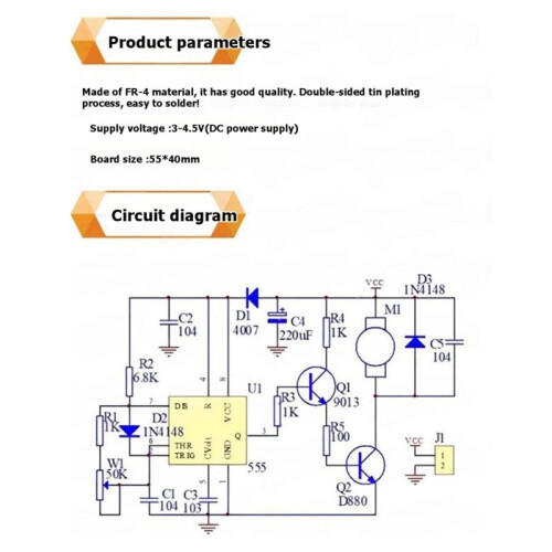 NE555 DIY Electric Fan Kit Motor Pulse Width Speed Controller Kit Electronic Soldering Practice Training Components Set
