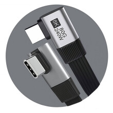 USB C zu USB C Kabel Rechtwinklig USB Typ C Ladegerät Schnellladeleitung 90 Grad PD 240W 80G Ellenbogen zu Stereo 80CM