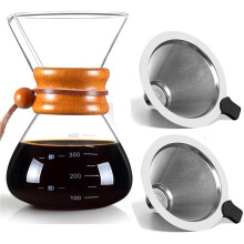 Pour over Coffee Maker with Stainless Steel Filter Pour over Coffee Dripper High Heat Carafe, for Camping, Hiking