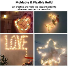 Lampki LED Fairy, Zasilane Bateriami Lampki Sznurkowe LED Ultra Cienki Miedziany Drut Lampki Fairy do DIY w Domu Ciepła Biel